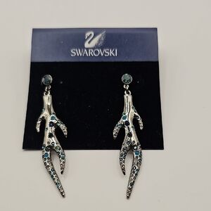 Swarovski Silver Earrings with Blue Accents